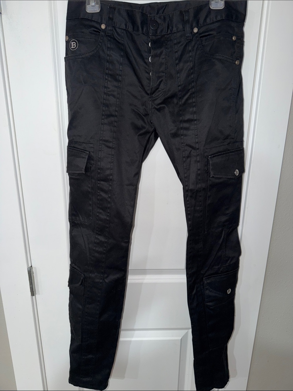 Balmain Paris B Logo Black Men's Cargo Pants - Slim Utility Style